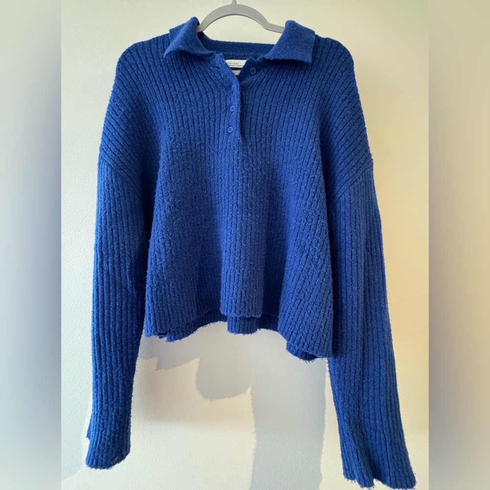 OAK + FORT Royal Blue V-Neck Sweater